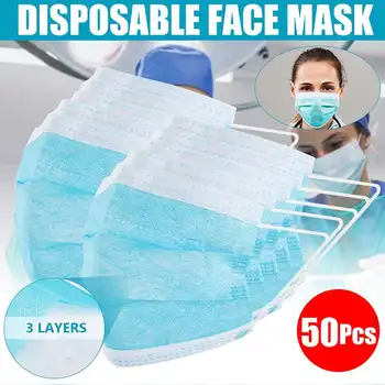 

Fast Delivery 50PCS Non Woven Disposable Face Mouth Mask Anti Dust 3-layer Protective Dust Filter Mask Ear Loop Face Masks