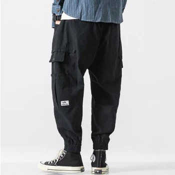 

Men Multi-pocket Loose Casual Harem Trouser Joggers Sweatpants Male Vintage Hip Hop Cargo Pants