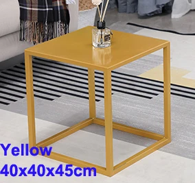 Yellow 40x40x45cm Простой современный стиль журнальный столик цвета шампанского золото квадратный стол сочетание железа чайный столик для домашнего декора гостиной/спальни - Цвет: Yellow 40x40x45cm