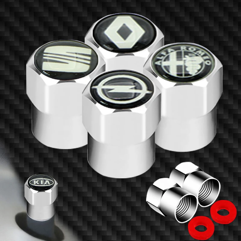 

4pcs Silver Car Wheel Tires Valves Tyre Stem Caps For Fiats Punto Abarth 500 Stilo Ducato Palio Auto Badge Accessories Gadgets