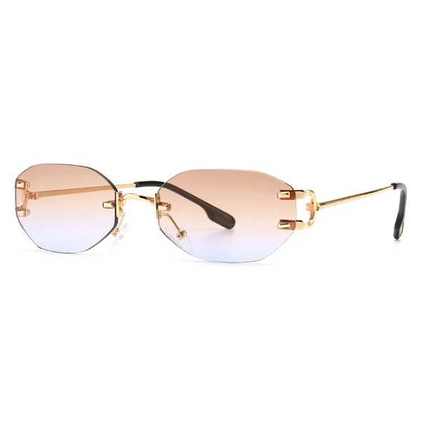 WERGASUN New Rimless Rectangle Sunglasses Women Men Shades Brand Designer Gradient UV400 Sun Glasses Retro Frameless Sunglasses square sunglasses Sunglasses