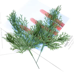 5 Pieces Cypress Leaves Christmas Home Decorations Craft Materials Wholesale Wedding Decorative Flowers Artificial Plants