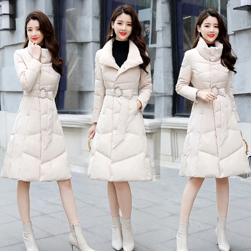 

Cotton-padded Clothes Women's Mid-length 2018 Winter New Style Korean-style Slim Fit over-the-Knee down Jacket Cotton-padded Clo