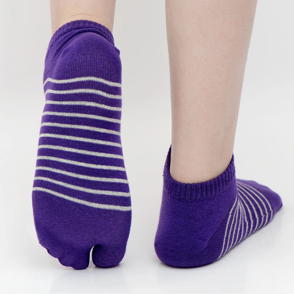 5 Pairs Fashion Two Toe Tabi Socks Men Women Combed Cotton Striped Two Fingers Sandal Socks Japanese Style Low Tube Ankle Socks