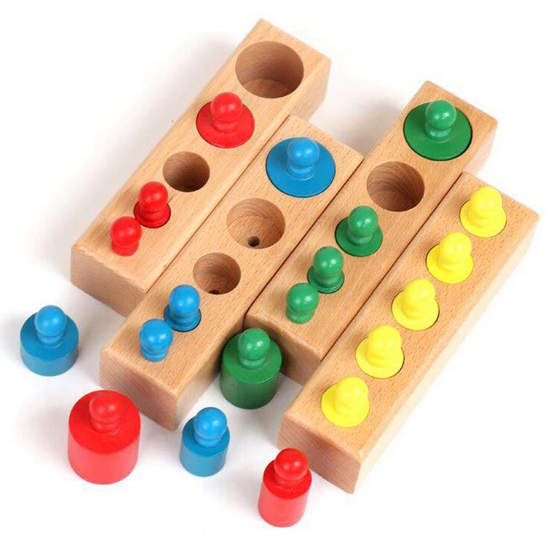 

Home-Sized Wooden Knobbed Cylinders Socket Family Pack Early Learning Education Toy 4Pcs/Set