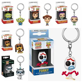 

Funko POP Toy Story 4 Forky Slinky Dog Woody Buzz Lightyear Alien Keychain Action Figure Collection Model Toys for Children Gift