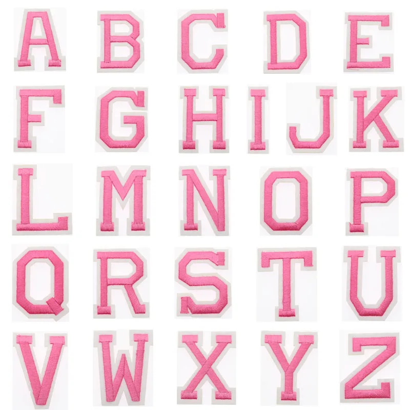 1pc English Alphabet Pink 26 Mixed Embroidery Patch DIY Decorative
