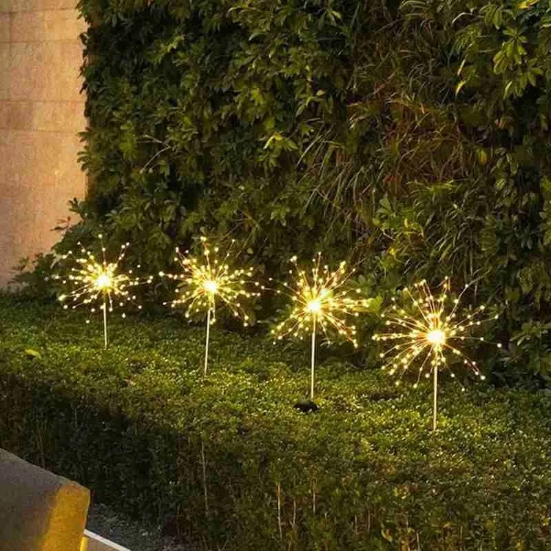 120 LED Solar Firework Lights Waterproof Outdoor Path Lawn Garden Lamp Decor 