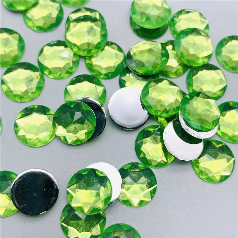 10 12 14 16 20mm Colorful Round Stones Flatback Acrylic Rhinestone Trim Scrapbook DIY Wedding Dress Accessories Costume Button