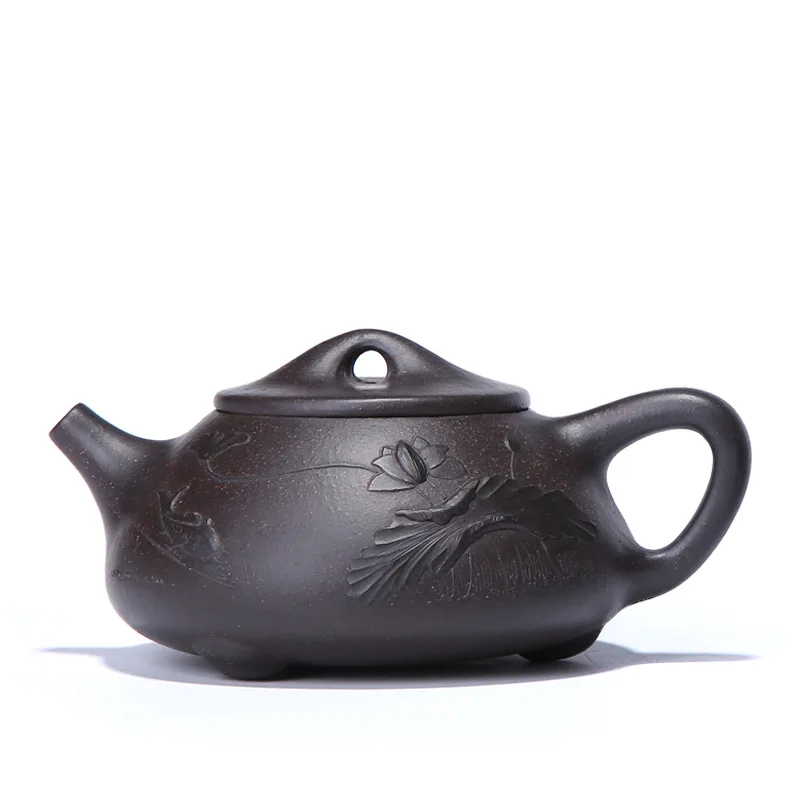 Black Zhu Mud Stone Scoop Pot 188 Ball Hole Yixing Purply Clay Teapot