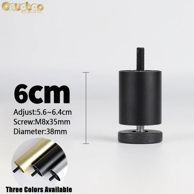 Onuobao 4PCS Furniture Leg M8 Screw Adjustable Aluminum Alloy Sofa Leg for Table Legs Raised Feet Refrigerator Washing Machine Black-6cm