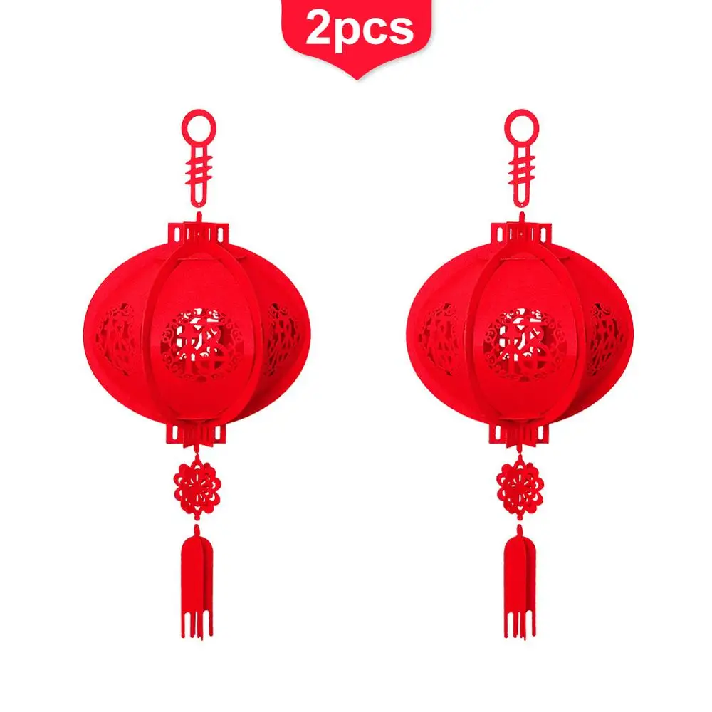 2 шт. китайский фестиваль и праздник бумажный фонарик счастливый красный фу 3D