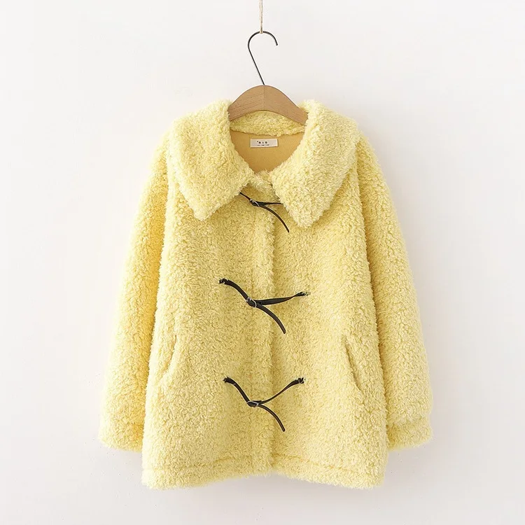 AliExpress Sweet Winter New Style Japanese-style Hipster Loose Thick Solid Color Peter Pan Collar Berber Fleece-Preserving