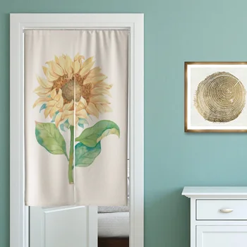 

Sunflower Pattern Door Curtain Partition Curtain Half Curtain Bedroom Kitchen Fitting Room Shade Curtain