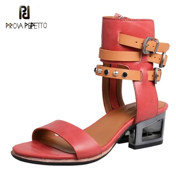 

2020 rivets belt women sandal shoe pure color open toe square heel gladiator shoes purple summer cool sandalias top quality
