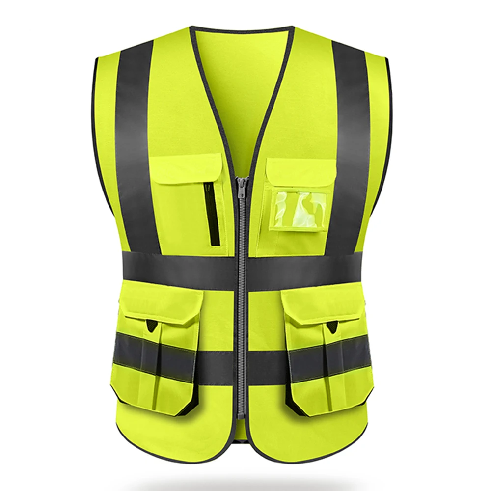 

Reflective Vest Safety Knitted fabric Vest Hi-vis Reflective Tape Construction Work Wear Waistcoat for Men