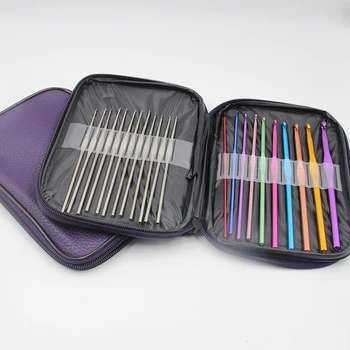 

Hand-knitted tool wool sweater needle color crochet set silver metal crochet leather set 22 hooks knit
