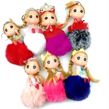 Ddung Pom-ключ "Помпон" кольцо кукла Барби кулон Женская сумка пушистый шар мультфильм девушки кулон