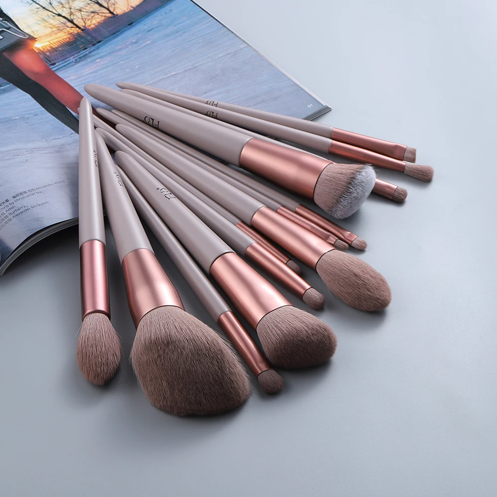 Fld 13pcs Natural Hair Makeup Brushes Set Professional Beauty