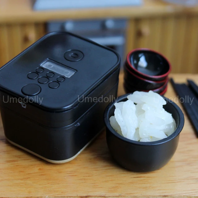 1:12 Scale Dollhouse Miniature Rice Cooker Mini Chopstick for Barbies Doll Pretend Play Kitchen Cooking Utensils Accessories Toy 4
