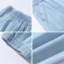 Противомоскитные штаны летняя одежда для мальчиков тонкие детские летние длинные штаны из чистого хлопка детские мягкие джинсы из Tencel модная одежда в Корейском стиле