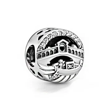 

2020 New 925 Sterling Silver Beads Crystal Venetian Rialto Bridge Round Charms Fit Original Pandora Bracelet Women DIY Jewelry