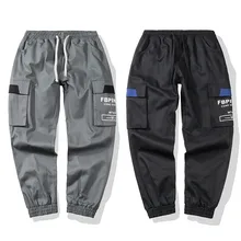Брюки карго мужские летние однотонные повседневные шаровары свободные брюки с карманами уличные длинные брюки мужские брюки