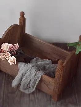 

Baby Small Photography Bed Photo Studio Photography Props Newborn Small Wooden Crib For Baby Boys Girls