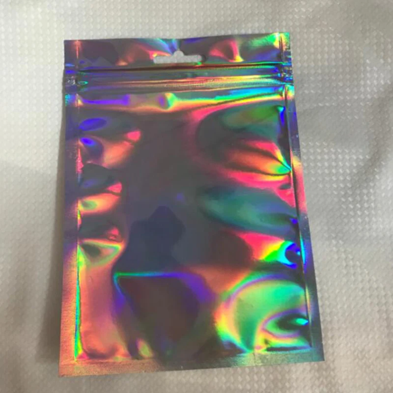 2000pcs Clear Plain Laser Plastic Aluminum Foil Zip Lock Package Bag with Hang Hole Party Crafts Storage for Phone Accessories