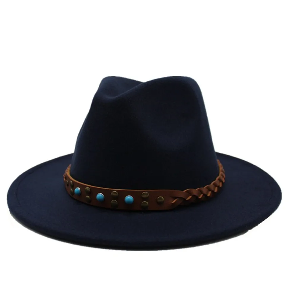Men Women Authentic Fedora Hat With Belt Panama Hat Wool Trilby Hat Casual Wild Hat Size 56-58CM