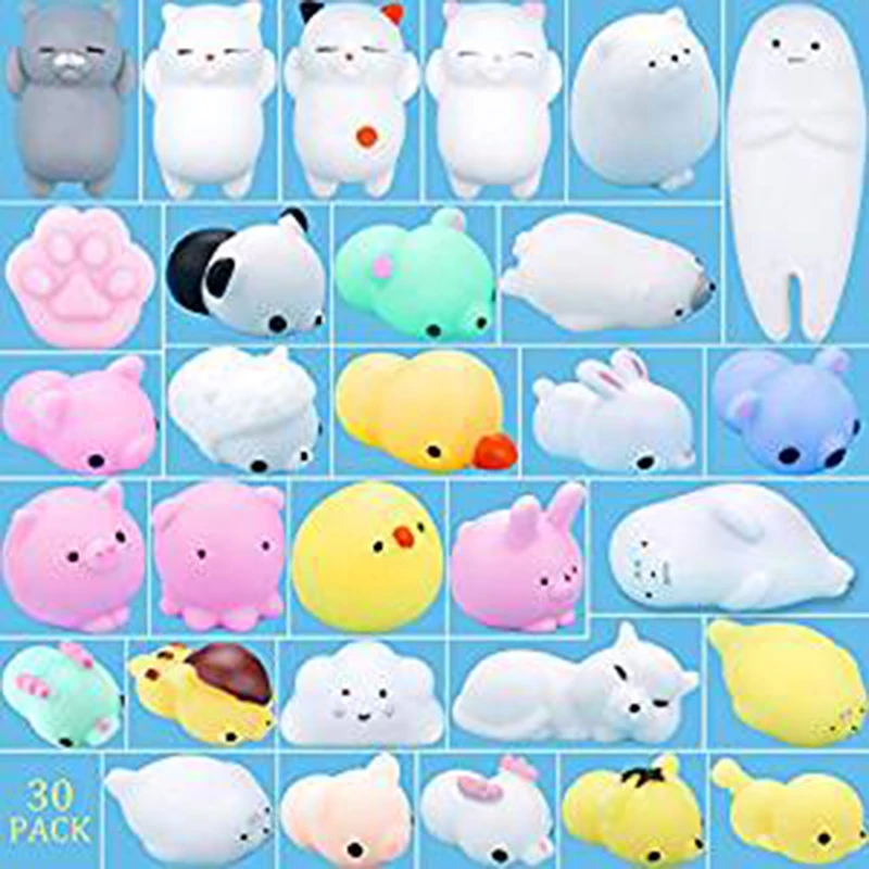 30 шт. Mochi игрушки для снятия стресса, мини животные мягкие игрушки для снятия стресса игрушки для животных сжимаемые игрушки Мини Печать медведь кошка тигр кролик свинья