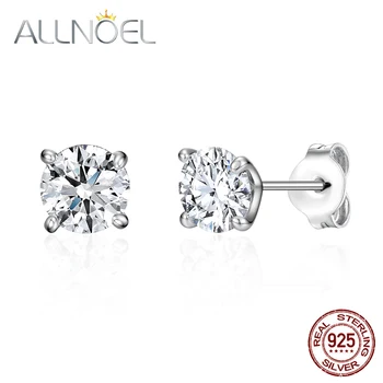 

ALLNOEL 925 Sterling Silver Earrings for Women 5A White Zircon Diamond Earrings Platinum Engagement Wedding High Jewelry Hot