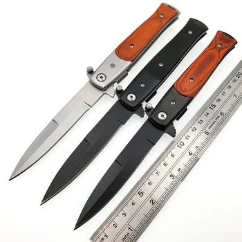 

JSSQ Folding knife 440C Blade Wood G10 Handle Pocket Knives Camping Survival Tactical Hunting Portable Multi-purpose EDC Tools