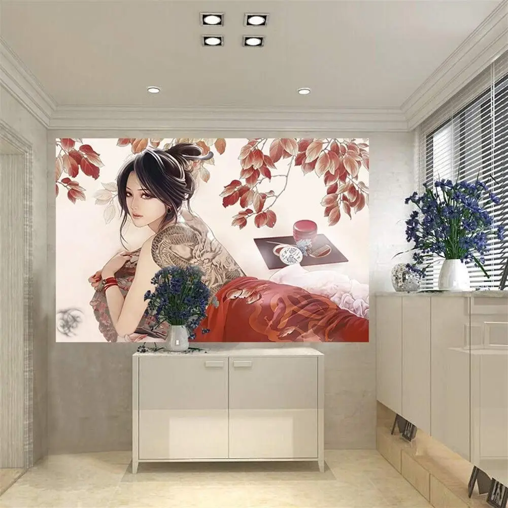 Китайский стиль Ретро японский декоративный гобелен тату Belle Бар Ресторан настенный подвесной спальня