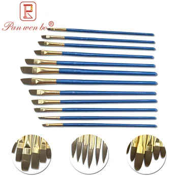 

Climbing WENBO 12 Gold Aluminum Tube Pearlized Blue Rod Nylon Hair Brush Set Watercolor Propylene Paint Brush Art Supplies