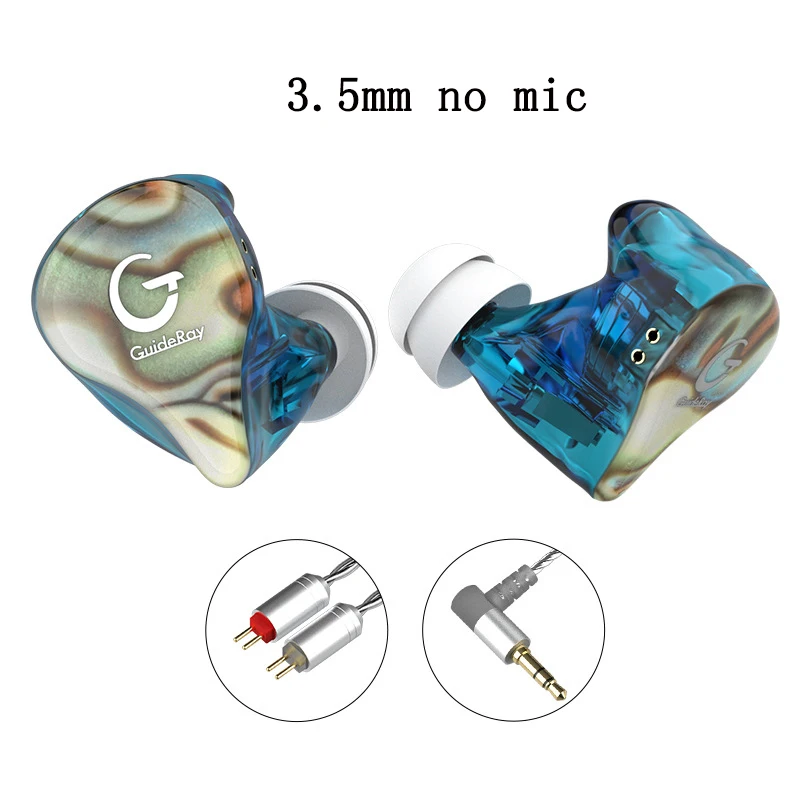 3.5 Blue with cable НОВЕЙШИЕ Наушники GuideRay серии GR-i DD+ BA Hybrid Hi-Fi в уши с кабелем 0,78 мм GR-i18/GR-i58/GR-i68 типом с микрофоном - Цвет: 3.5 Blue with cable