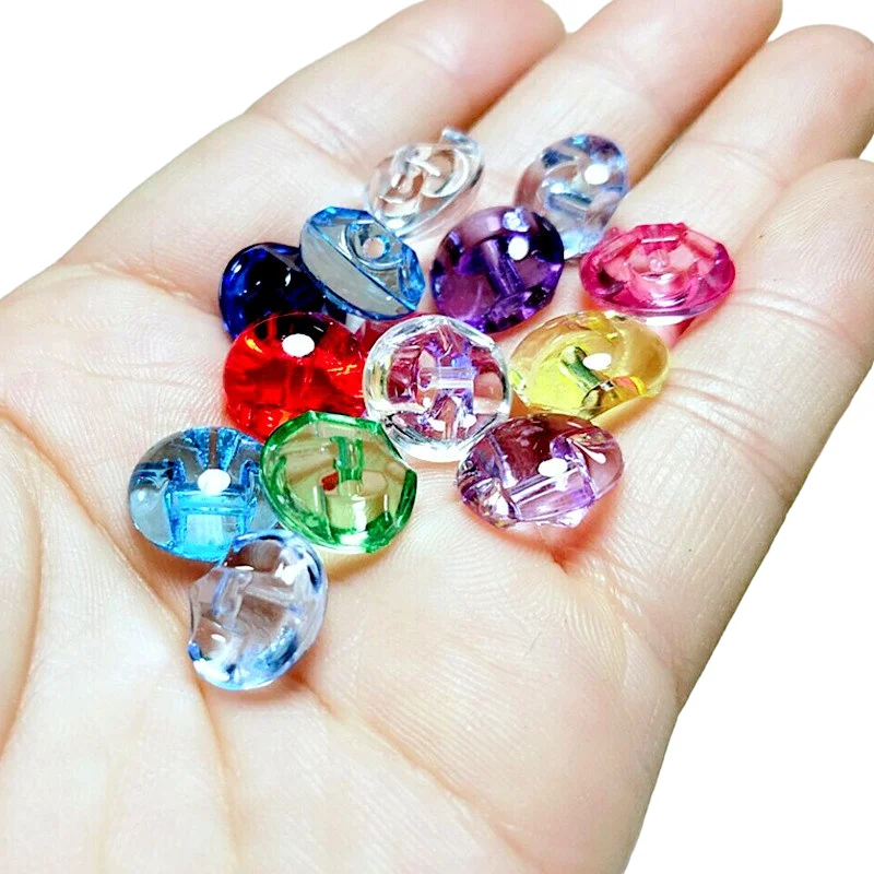HL 50/100/Pcs 12mm Mixed Color Transparent Acrylic Buttons Apparel Sewing Accessories DIY Crafts 5