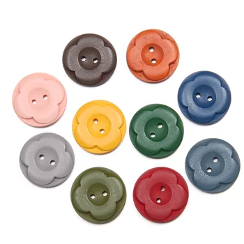 

100Pcs Flower Shaped Button Round Loose Beads Wooden Bead for Jewelry Making Decoration Accessories Gifts for Women Size 25x25mm