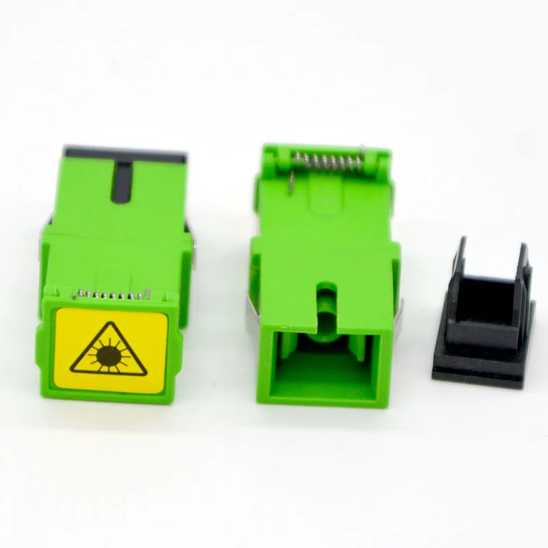 100pcs NEW Optic Fiber Adapter Connector SC APC Simplex Fiber Flange Adapter Coupler With Dust Cover  Free Shipping to Brazil
