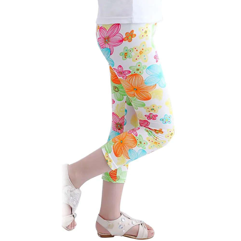 tights Summer Girls Cropped Trousers Printing Stockings Flower Kids Baby Pencil Pants baby girl clothes tights for girls