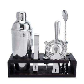 

10pcs/Set Stainless Steel Mixed Drinks Tool Kit Bar Wine Mixing Spoon Cocktail Shaker Bartender Barware