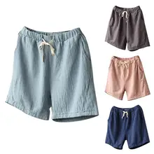 

Women Fashion Solid Color Pockets Drawstring Wide Leg Elastic Fifth Pants Shorts with Pockets Elastic Women Summer Fashion Short