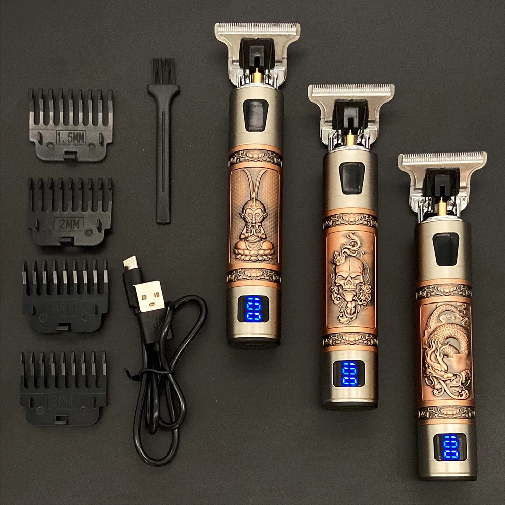 Cortadora de pelo inalámbrica para hombre, Kit de estilismo profesional para Barbero, con diseño de dragón Buda, cortadora de pelo eléctrica, afeitadora de barba