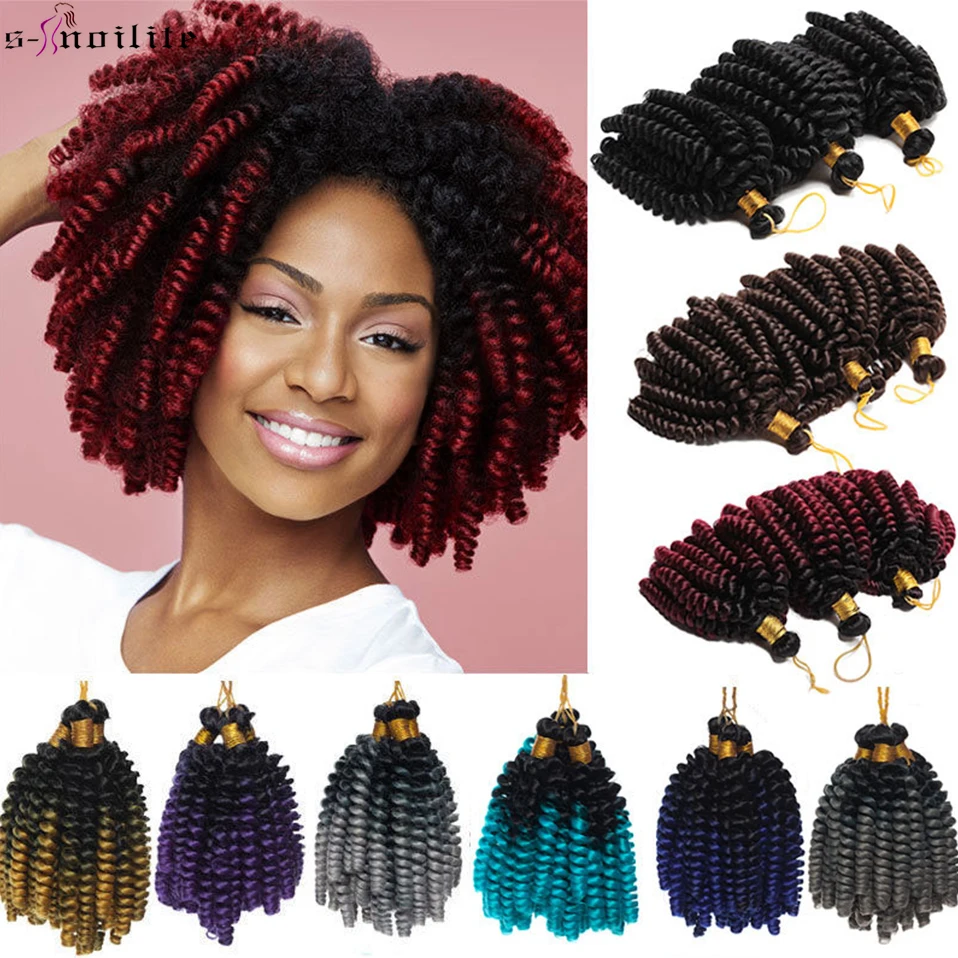 Snoilite Short Ombre Jumpy Wand Curl Crochet Braids 20 Roots