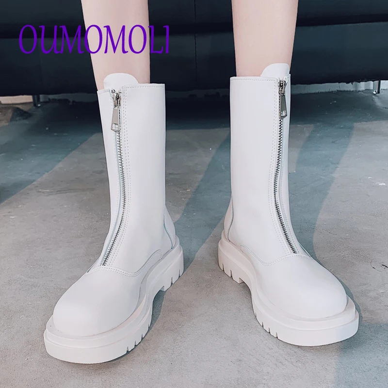 Plataforma de Mujeres botas media pantorrilla frente botas con cremalleras para mujeres 2021 de moda botas de plataforma zapatos de invierno mujer V194|Botas a media pantorrilla| - AliExpress