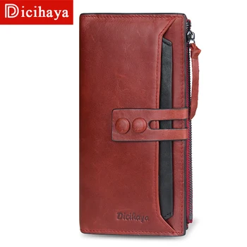 

DICIHAYA Genuine leather Large Capacity Lady Long Purse Patent Leather Women Wallet Female Clutch Bag Casual Card Holder Purse