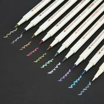 

STA 10 Colors/Lot Metal Pen Paint Marker Metallic Marker Pen Permanent Colored DIY Scrapbooking Crafts Soft Brush Pens Tools