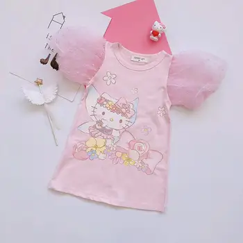 

baby pink dress sweet cartoon girls dresses summer kids clothing