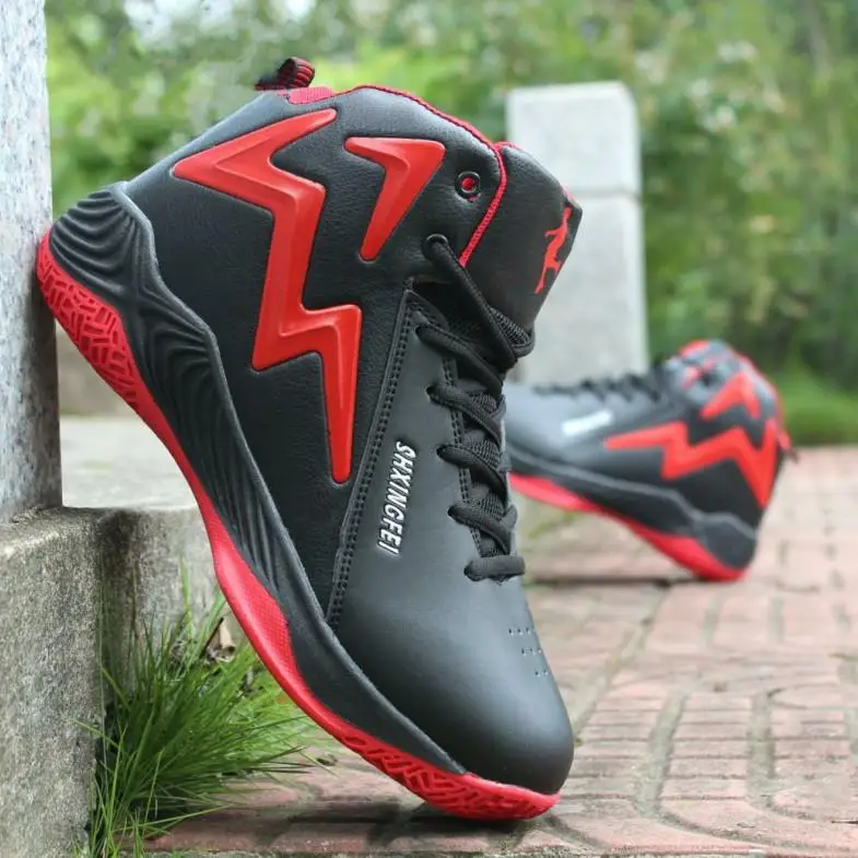 black red Мужские дышащие баскетбольные кроссовки Jordans спортивные уличные кроссовки амортизирующие кроссовки для баскетбола кроссовки с высоким верхом дышащие кроссовки - Цвет: black red