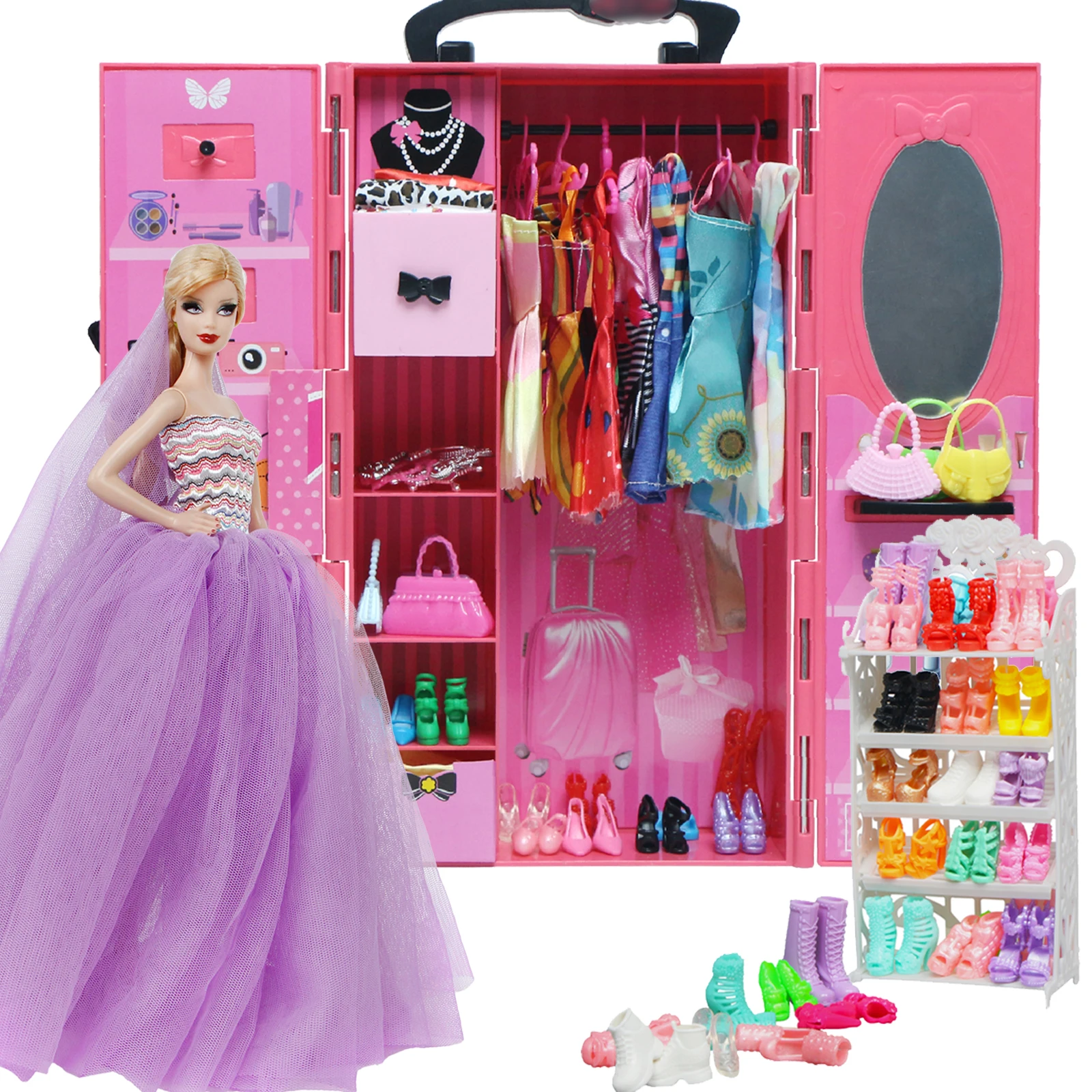 Gemaakt van etnisch Punt Wardrobe Barbie Doll Accessories | Dollhouse Furniture 72 Items Set -  Fashion - Aliexpress